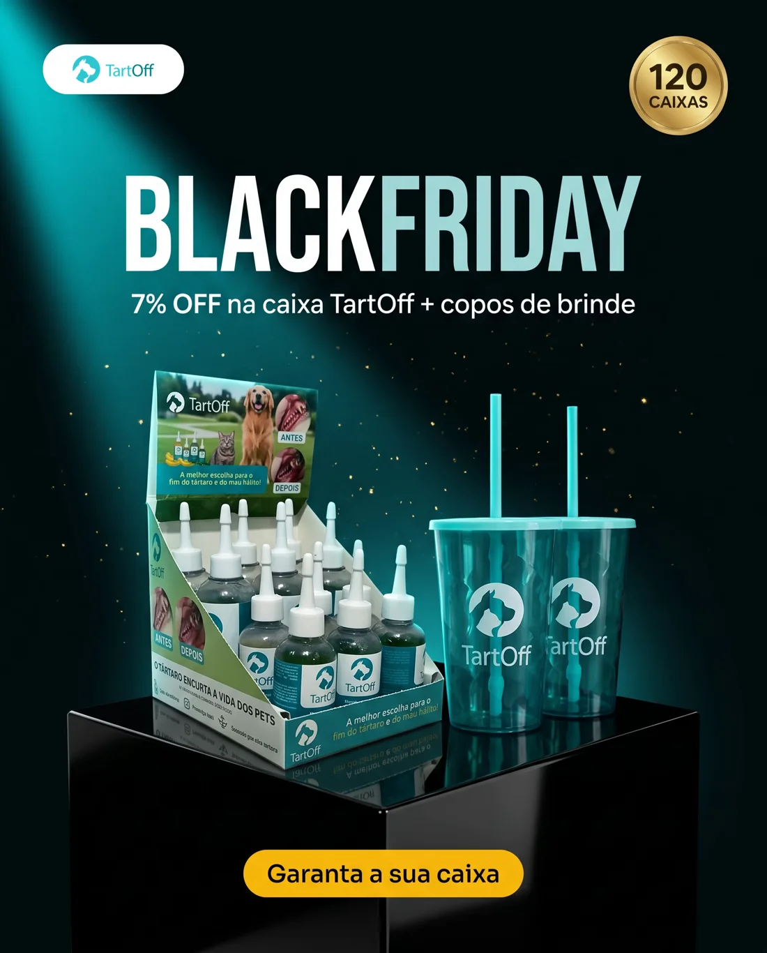 Feed da Black Friday com a caixa display e os copos reais