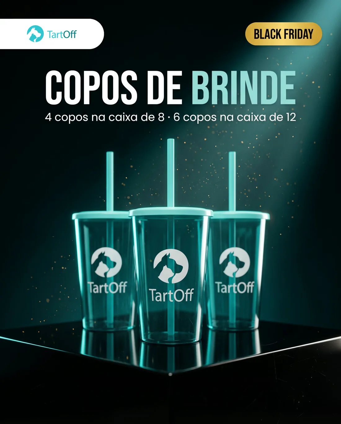 Card dos copos TartOff de brinde da Black Friday